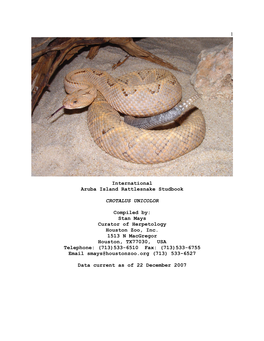 1 International Aruba Island Rattlesnake Studbook CROTALUS