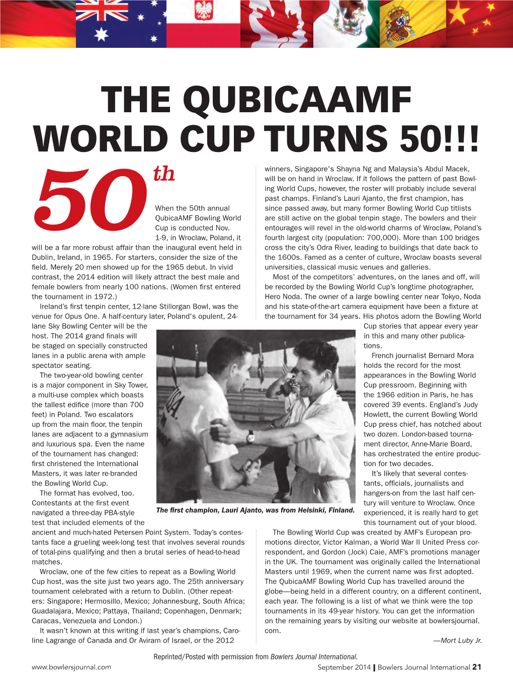 THE QUBICAAMF WORLD CUP TURNS 50!!! Winners, Singapore's Shayna Ng and Malaysia’S Abdul Macek, Th Will Be on Hand in Wroclaw