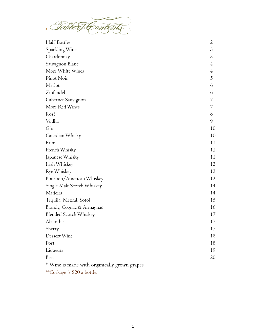 Table of Contents