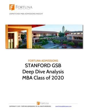 STANFORD GSB Deep Dive Analysis MBA Class of 2020