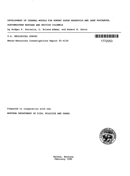 USGS Water Resources Investigation #91-4134, Development of Thermal