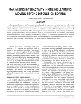 Maximizing Interactivity in Online Learning: Moving Beyond Discussion Boards