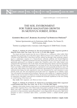 The Soil Environment for Tuber Magnatum Growth in Motovun Forest, Istria