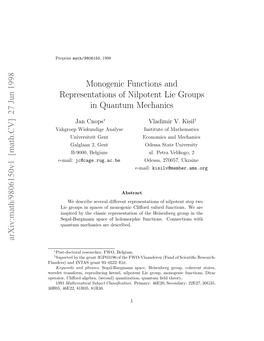 Monogenic Functions and Representations of Nilpotent Lie