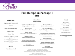 Full Reception Package 1 $185
