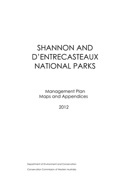Shannon and D'entrecasteaux National Parks: Management Plan
