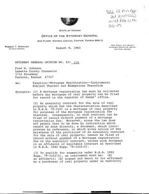 1983-119 | 8/9/1983 | Kansas Attorney General Opinion | Robert T