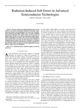 Radiation-Induced Soft Errors in Advanced Semiconductor Technologies Robert C