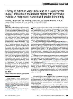 Efficacy of Articaine Versus Lidocaine As a Supplemental Buccal