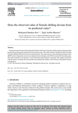 Does the Observed Value of Somali Shilling Deviate from Its Predicted