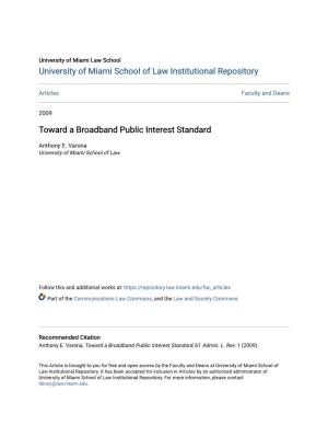 Toward a Broadband Public Interest Standard