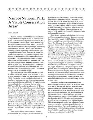 Nairobi National Park: a Viable Conservation Area?