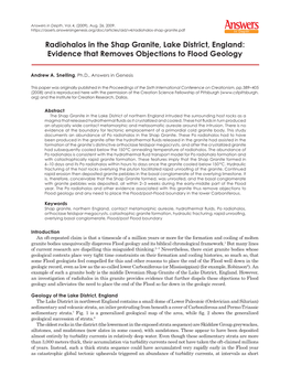 Radiohalos in the Shap Granite, Lake District, England: Evidence That Removes Objections to Flood Geology