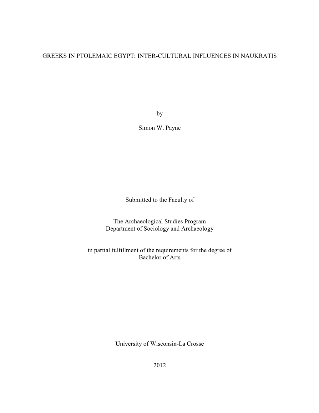 Greeks in Ptolemaic Egypt: Inter-Cultural Influences in Naukratis