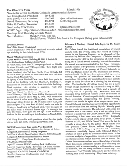 The Objective View March 1996 Newsletter of the Northern