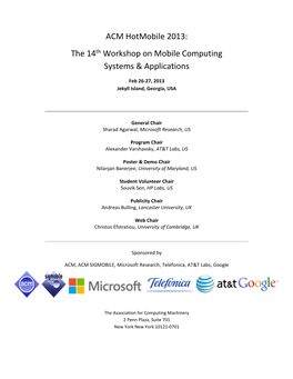 The 14Th Workshop on Mobile Computing