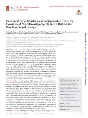 Horizontal Gene Transfer As an Indispensable Driver for Evolution of Neocallimastigomycota Into a Distinct Gut- Dwelling Fungal Lineage