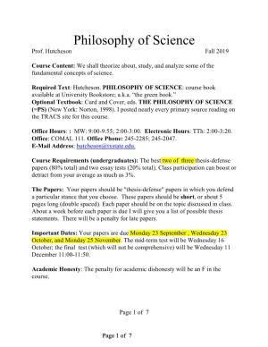 Philosophy of Science Prof