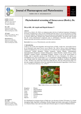 Phytochemical Screening of Saraca Asoca (Roxb.), De