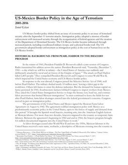 US-Mexico Border Policy in the Age of Terrorism 2001-2016 Ionut Gitan