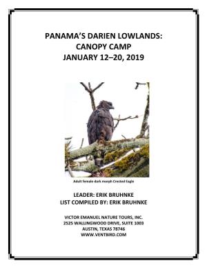 Panama's Darien Lowlands: Canopy Camp January 12–20