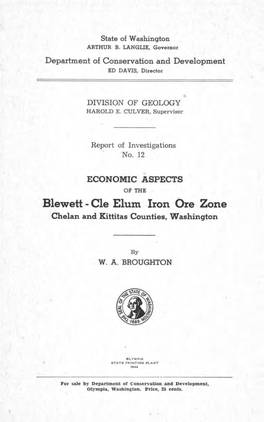 Blewett -Cle Elum Iron Ore Zone Chelan and Kittitas Counties, Washington