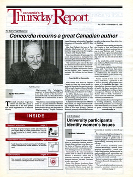 Concordia Mourns a Great Canadian Author