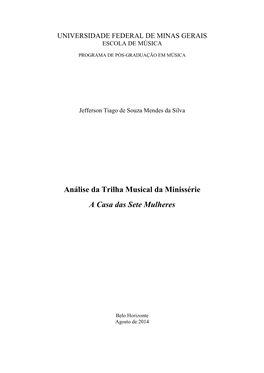 Análise Da Trilha Musical Da Minissérie a Casa Das Sete Mulheres