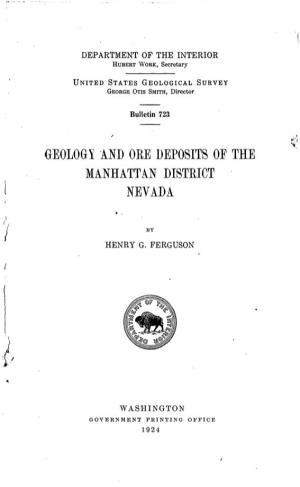Geology and Ore Deposits of the Manhattan District Nevada