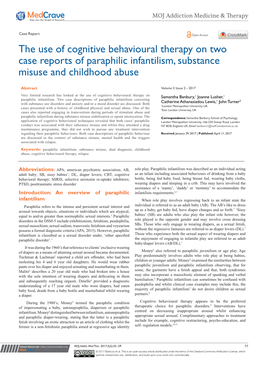 The Use of Cognitive Behavioural Therapy on Two Case Reports of Paraphilic Infantilism, Substance Misuse and Childhood Abuse