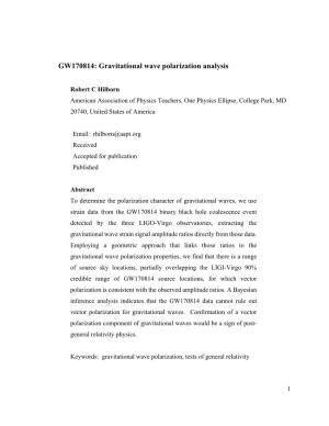 GW170814: Gravitational Wave Polarization Analysis