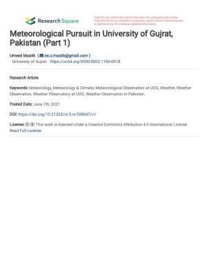 Meteorological Pursuit in University of Gujrat, Pakistan (Part 1)
