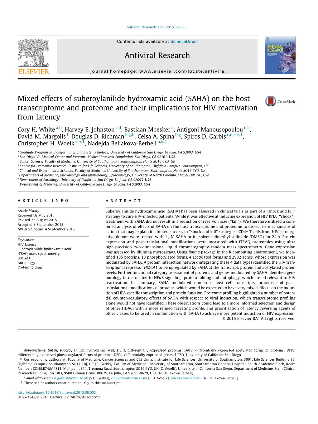 SAHA) on the Host Transcriptome and Proteome and Their Implications for HIV Reactivation from Latency