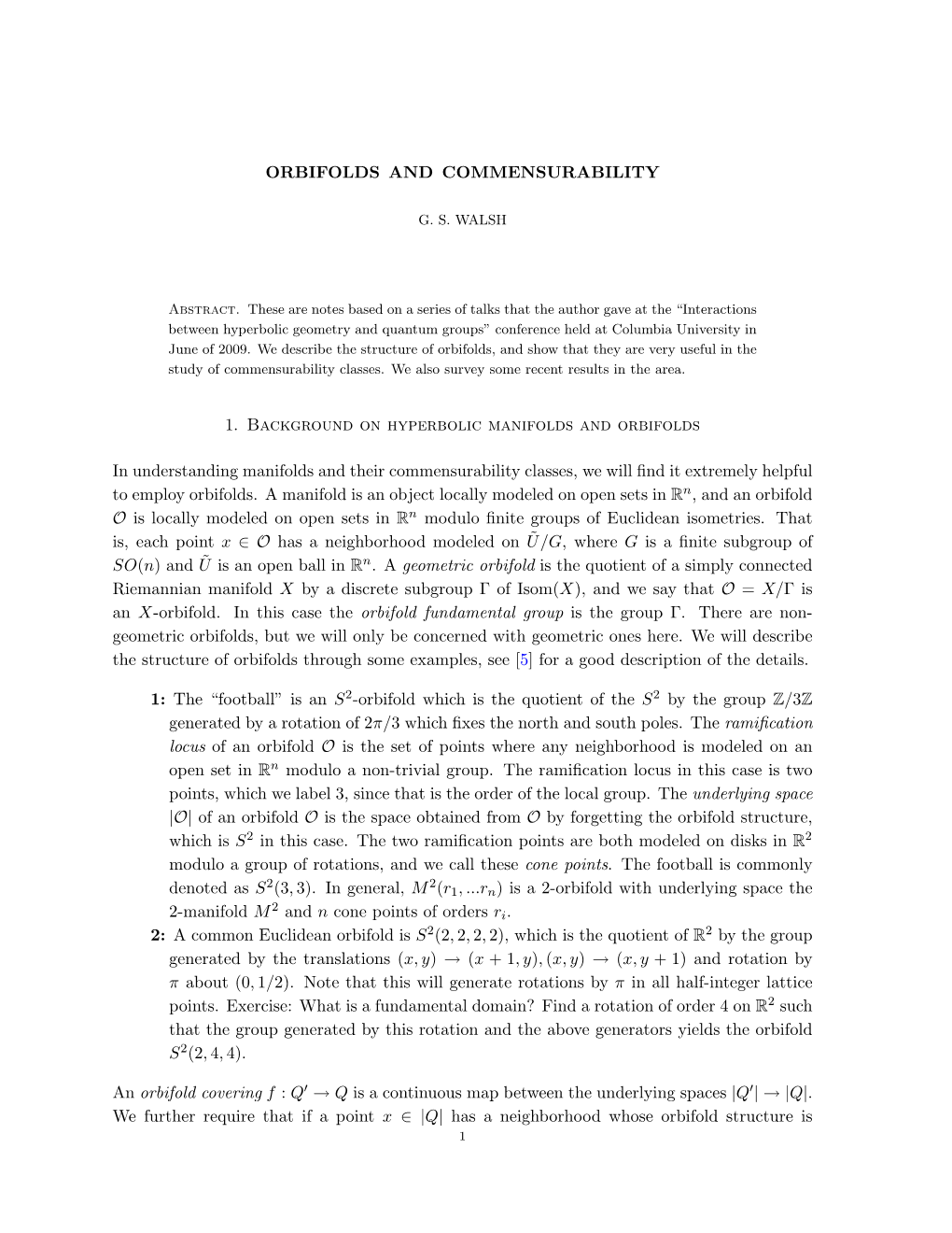 Orbifolds and Commensurability 10