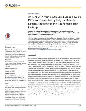 Ancient DNA from South-East Europe Reveals Different Events During Early and Middle Neolithic Influencing the European Genetic Heritage