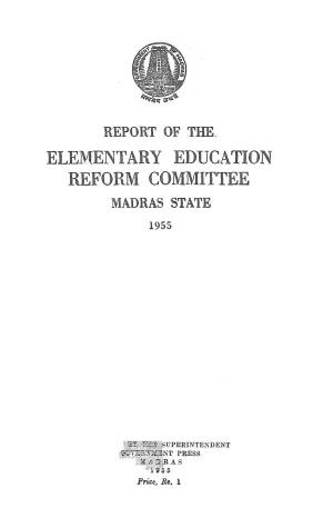 Elementary Education Reform Committee Madras State 1955