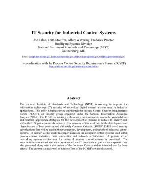IT Security for Industrial Control Systems