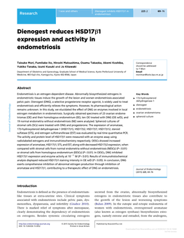 Dienogest Reduces Hsd17b1 Expression and Activity in Endometriosis