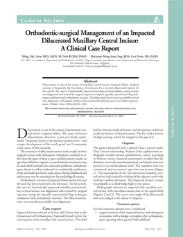 Orthodontic-Surgical Management of an Impacted Dilacerated Maxillary Central Incisor: a Clinical Case Report