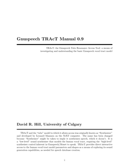 Gnuspeech Tract Manual 0.9