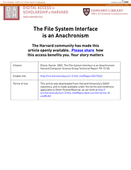 The File System Interface Is an Anachronism