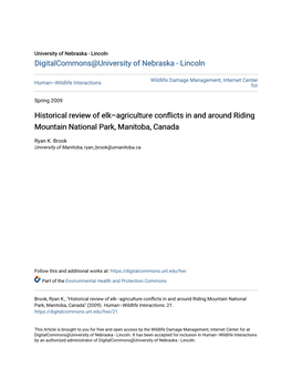 Historical Review of Elk–Agriculture Conflicts in and Around Riding Mountain National Park, Manitoba, Canada