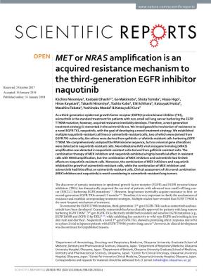 MET Or NRAS Amplification Is an Acquired Resistance Mechanism to the Third-Generation EGFR Inhibitor Naquotinib