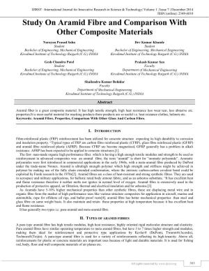 Study on Aramid Fibre and Comparison with Other Composite Materials (IJIRST/ Volume 1 / Issue 7 / 058)