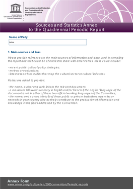 Sources and Statistics Annex to the Quadrennial Periodic Report