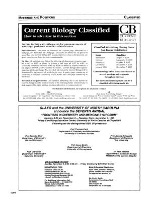 Meetings and Positions Classified Cb Current Biology