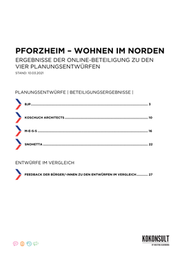 Pforzheim – Wohnen Im Norden Ergebnisse Der Online-Beteiligung Zu Den Vier Planungsentwürfen Stand: 10.03.2021