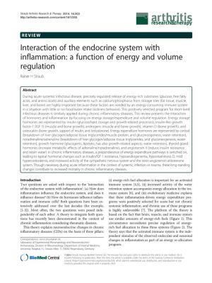Interaction of the Endocrine System with Inflammation: a Function of Energy and Volume Regulation Rainer H Straub