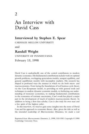 An Interview with David Cass