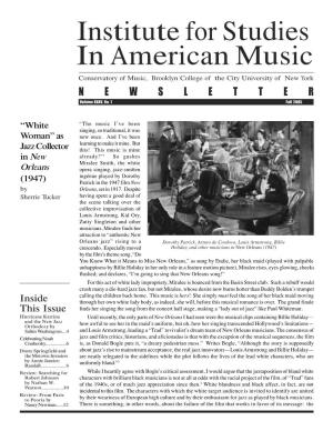Institute for Studies in American Music Conservatory of Music, Brooklyn College of the City University of New York NEWSLETTER Volume XXXV, No